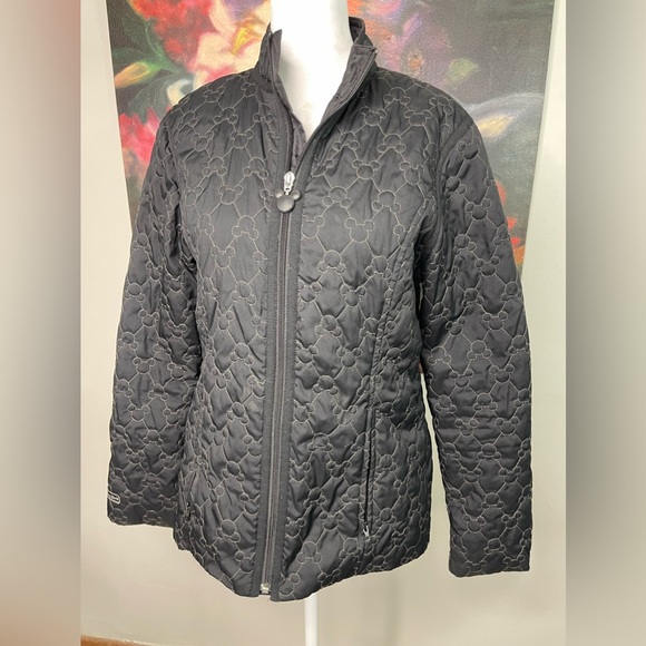 Disney World Black Mickey Mouse Quilted lightweight Jacket women’s sz S - Picture 1 of 10
